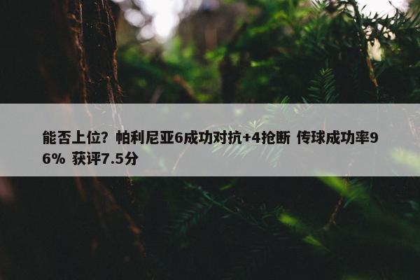 能否上位？帕利尼亚6成功对抗+4抢断 传球成功率96% 获评7.5分