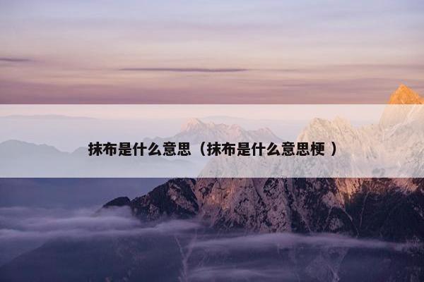 抹布是什么意思（抹布是什么意思梗 ）