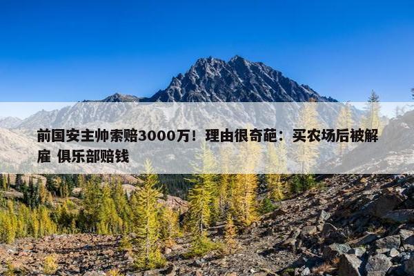 前国安主帅索赔3000万！理由很奇葩：买农场后被解雇 俱乐部赔钱