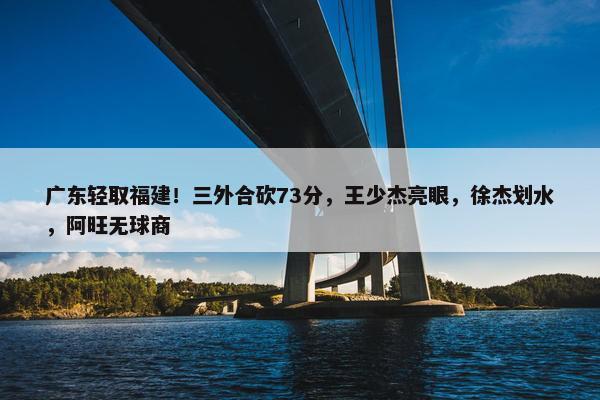 广东轻取福建！三外合砍73分，王少杰亮眼，徐杰划水，阿旺无球商