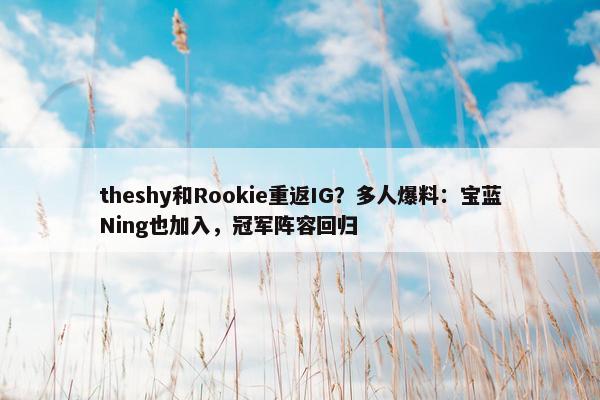 theshy和Rookie重返IG？多人爆料：宝蓝Ning也加入，冠军阵容回归