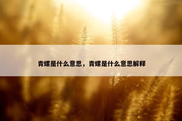 青螺是什么意思，青螺是什么意思解释