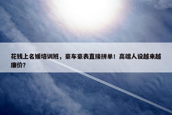 花钱上名媛培训班，豪车豪表直接拼单！高端人设越来越廉价？