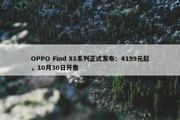 OPPO Find X8系列正式发布：4199元起，10月30日开售