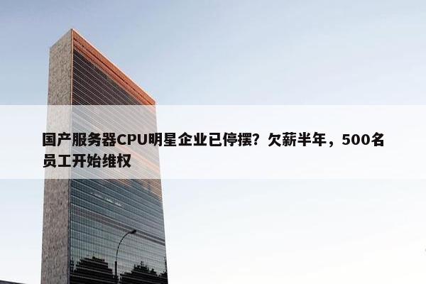 国产服务器CPU明星企业已停摆？欠薪半年，500名员工开始维权