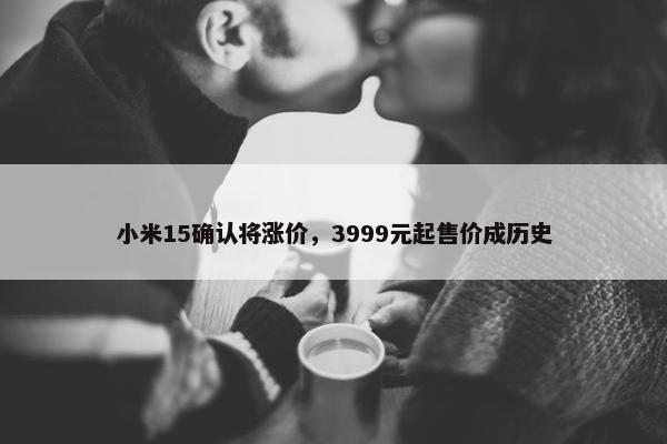 小米15确认将涨价，3999元起售价成历史