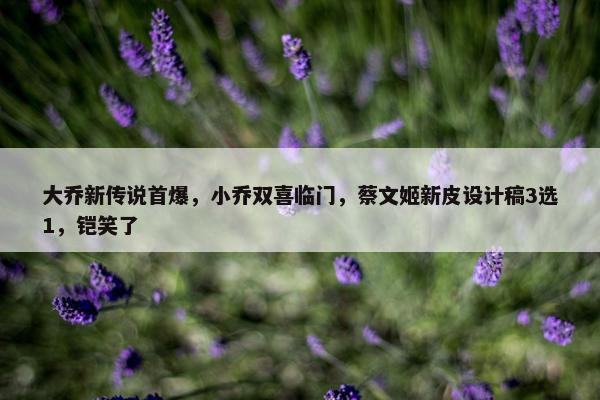 大乔新传说首爆，小乔双喜临门，蔡文姬新皮设计稿3选1，铠笑了