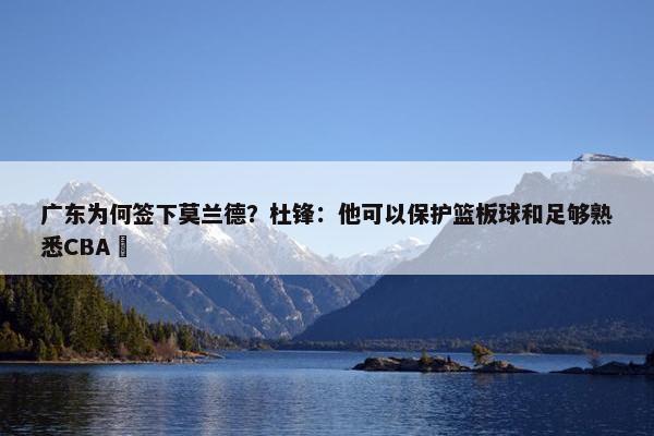 广东为何签下莫兰德？杜锋：他可以保护篮板球和足够熟悉CBA 