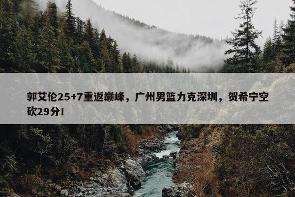 郭艾伦25+7重返巅峰，广州男篮力克深圳，贺希宁空砍29分！