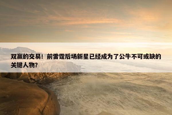 双赢的交易！前雷霆后场新星已经成为了公牛不可或缺的关键人物？