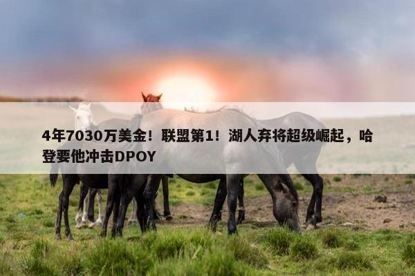 4年7030万美金！联盟第1！湖人弃将超级崛起，哈登要他冲击DPOY