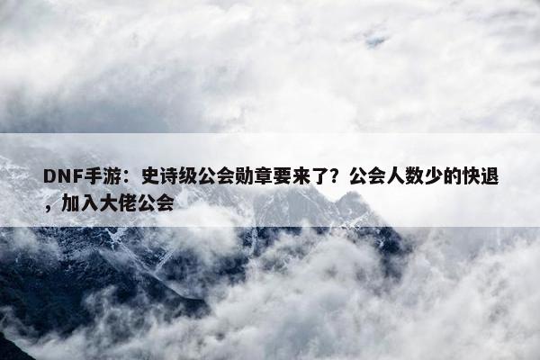 DNF手游：史诗级公会勋章要来了？公会人数少的快退，加入大佬公会