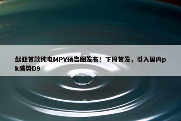 起亚首款纯电MPV预告图发布！下周首发，引入国内pk腾势D9