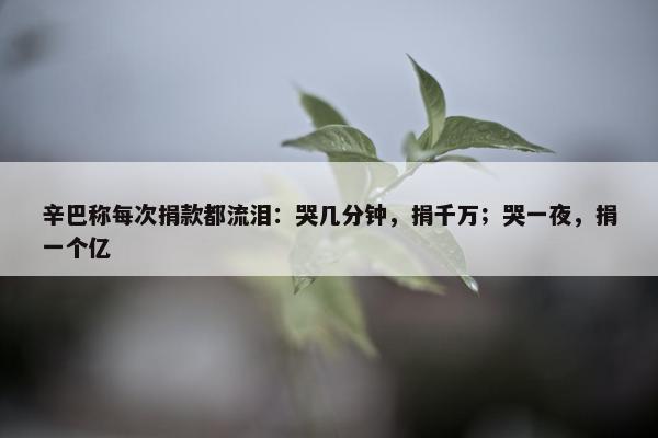 辛巴称每次捐款都流泪：哭几分钟，捐千万；哭一夜，捐一个亿