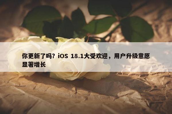 你更新了吗？iOS 18.1大受欢迎，用户升级意愿显著增长