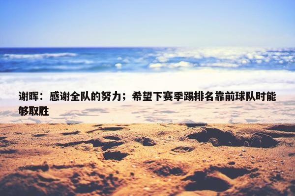 谢晖：感谢全队的努力；希望下赛季踢排名靠前球队时能够取胜