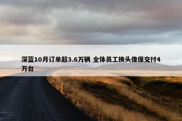 深蓝10月订单超3.6万辆 全体员工换头像保交付4万台