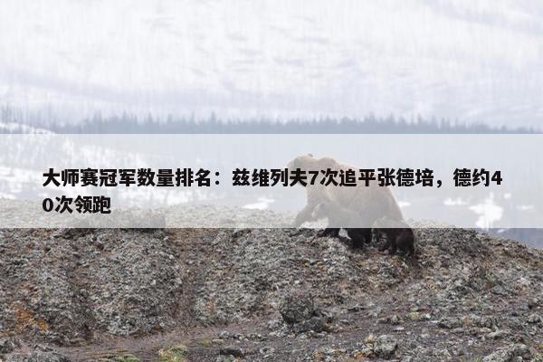 大师赛冠军数量排名：兹维列夫7次追平张德培，德约40次领跑