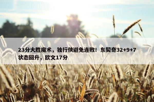 23分大胜魔术，独行侠避免连败！东契奇32+9+7状态回升，欧文17分