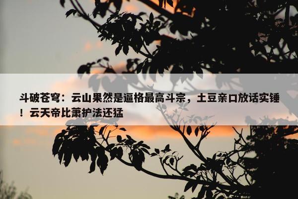 斗破苍穹：云山果然是逼格最高斗宗，土豆亲口放话实锤！云天帝比萧护法还猛