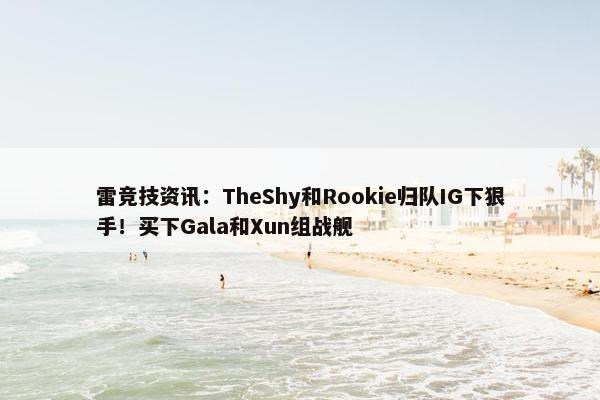 雷竞技资讯：TheShy和Rookie归队IG下狠手！买下Gala和Xun组战舰