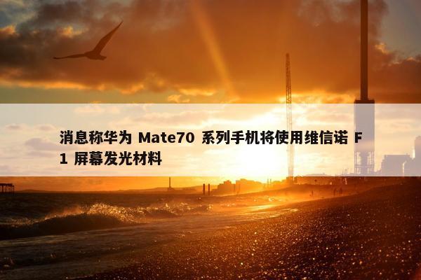 消息称华为 Mate70 系列手机将使用维信诺 F1 屏幕发光材料