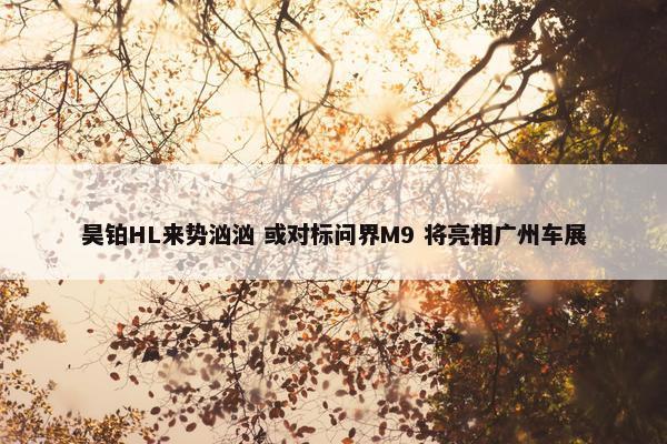 昊铂HL来势汹汹 或对标问界M9 将亮相广州车展