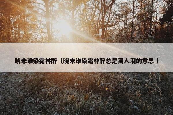 晓来谁染霜林醉（晓来谁染霜林醉总是离人泪的意思 ）