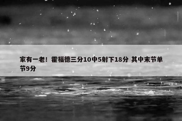 家有一老！霍福德三分10中5射下18分 其中末节单节9分