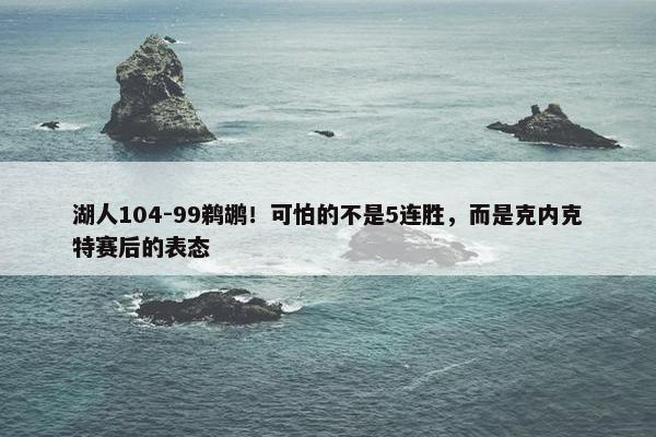 湖人104-99鹈鹕！可怕的不是5连胜，而是克内克特赛后的表态