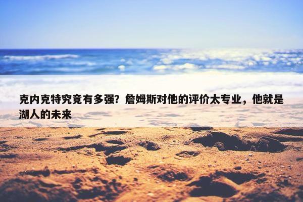 克内克特究竟有多强？詹姆斯对他的评价太专业，他就是湖人的未来