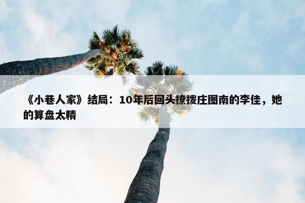 《小巷人家》结局：10年后回头撩拨庄图南的李佳，她的算盘太精