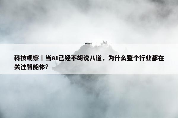 科技观察｜当AI已经不胡说八道，为什么整个行业都在关注智能体？