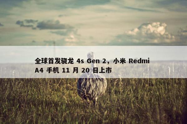 全球首发骁龙 4s Gen 2，小米 Redmi A4 手机 11 月 20 日上市