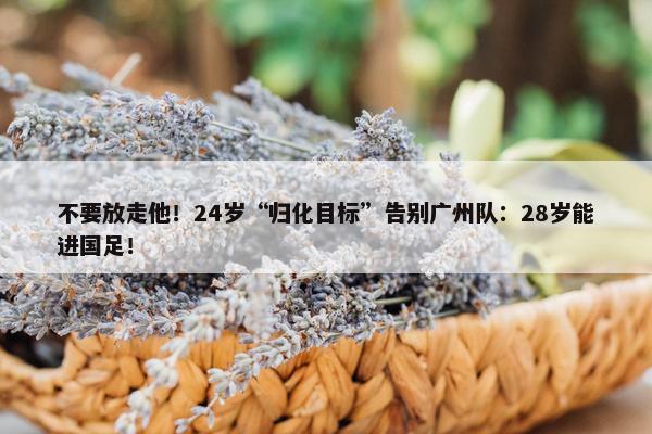 不要放走他！24岁“归化目标”告别广州队：28岁能进国足！