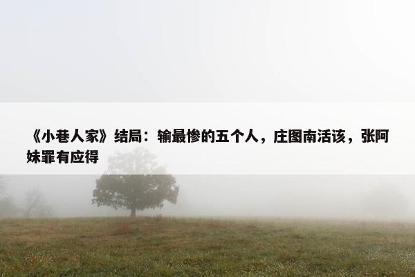 《小巷人家》结局：输最惨的五个人，庄图南活该，张阿妹罪有应得