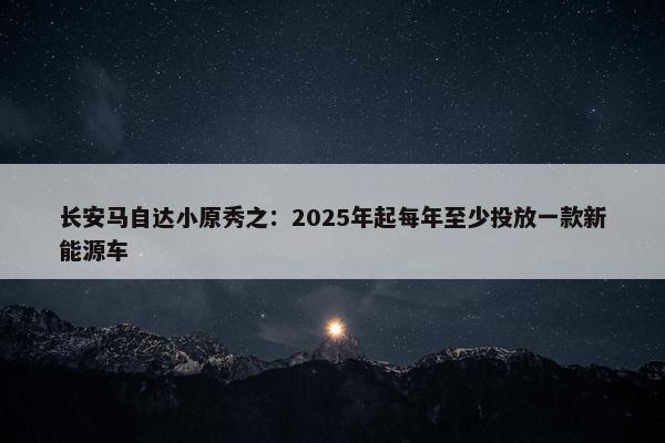 长安马自达小原秀之：2025年起每年至少投放一款新能源车