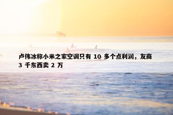 卢伟冰称小米之家空调只有 10 多个点利润，友商 3 千东西卖 2 万