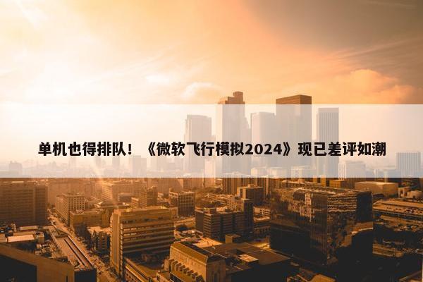 单机也得排队！《微软飞行模拟2024》现已差评如潮