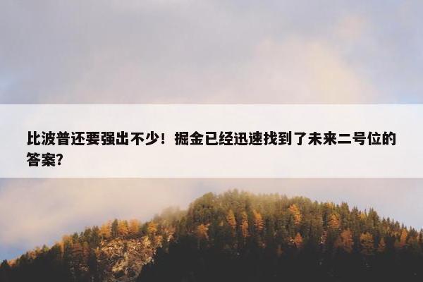 比波普还要强出不少！掘金已经迅速找到了未来二号位的答案？