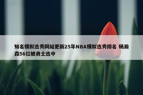 知名模拟选秀网站更新25年NBA模拟选秀排名 杨瀚森56位被勇士选中