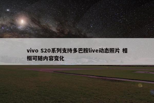 vivo S20系列支持多巴胺live动态照片 相框可随内容变化