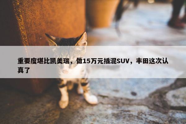 重要度堪比凯美瑞，做15万元插混SUV，丰田这次认真了