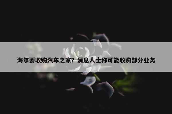 海尔要收购汽车之家？消息人士称可能收购部分业务