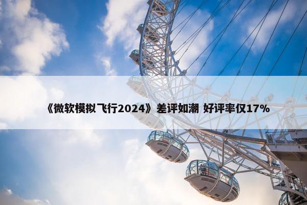 《微软模拟飞行2024》差评如潮 好评率仅17%