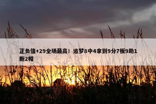 正负值+29全场最高！追梦8中4拿到9分7板9助1断2帽