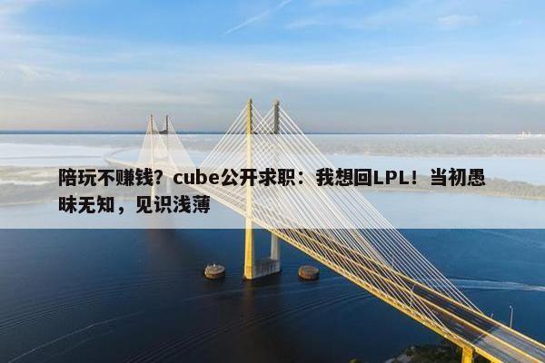 陪玩不赚钱？cube公开求职：我想回LPL！当初愚昧无知，见识浅薄