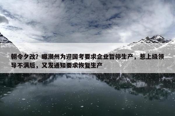 朝令夕改？曝潮州为迎国考要求企业暂停生产，惹上级领导不满后，又发通知要求恢复生产