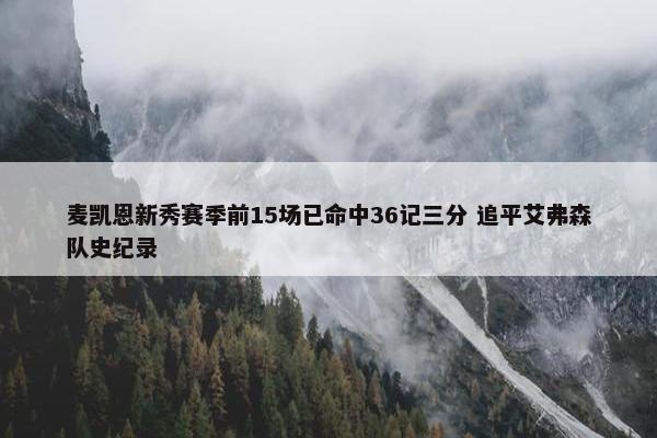 麦凯恩新秀赛季前15场已命中36记三分 追平艾弗森队史纪录